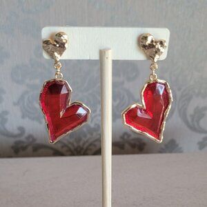 Jagged Red Heart Earrings